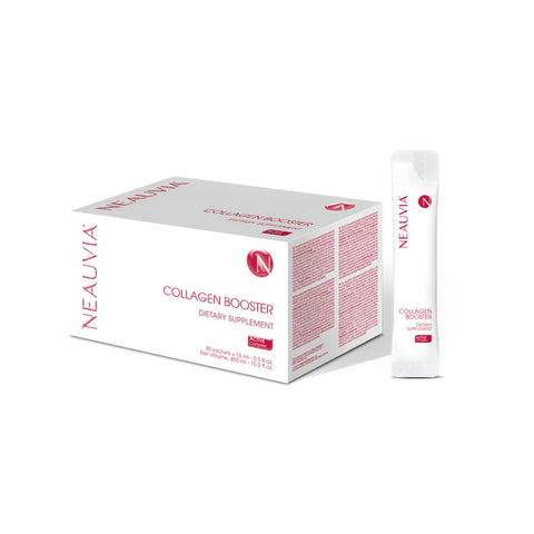 Scatola e bustina di integratore alimentare di collagene di Neauvia.